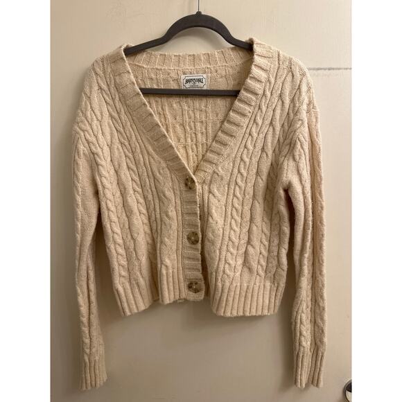 American Eagle Outfitters Sweaters - American Eagle Cream Cable Knit Cropped Cardigan Sweater Coquette Balletcore
